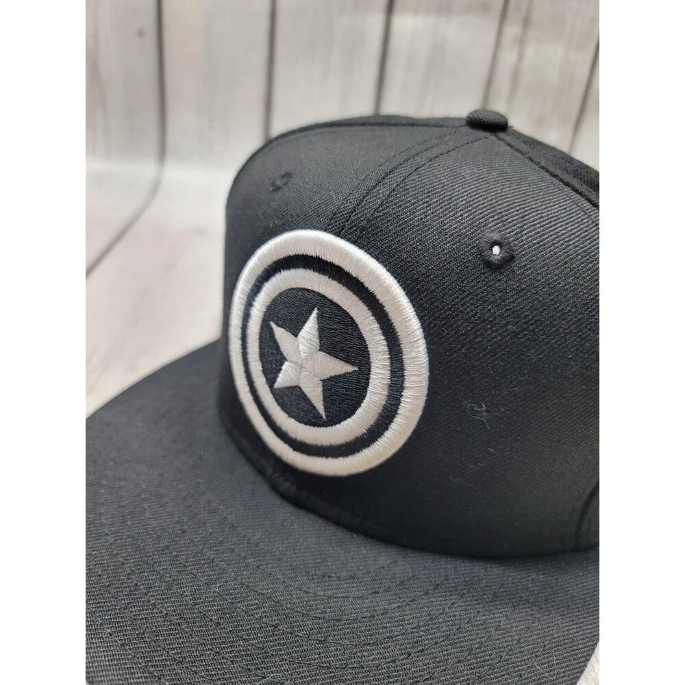New Era Captain America Hat Black White Shield Logo Marvel Cap One Size OSFM